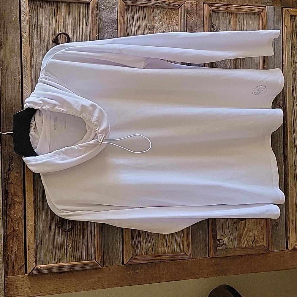 Michael Kors White, Cinch Cowl Neck, Light weight, Long Sleeve LG Top